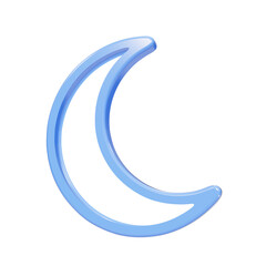 Glossy blue crescent moon 3D icon isolated on black background © FOYJUL