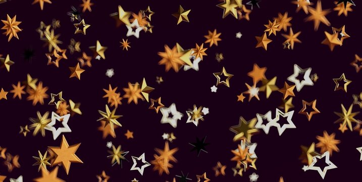 A beautiful pattern of golden and white stars creating a festive, dreamy background.