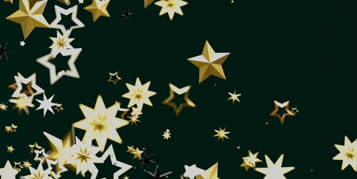 An elegant background featuring shimmering golden and white star shapes, perfect for celebrations.