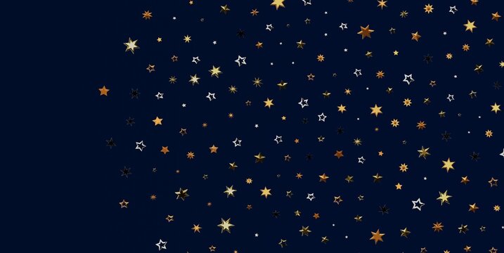 Elegant dark blue backdrop adorned with a sparkling array of golden and silver stars.