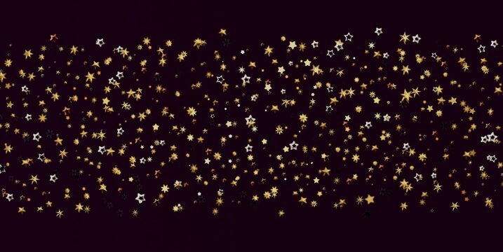 Elegant dark background with shimmering gold and silver stars, ideal for festive designs.