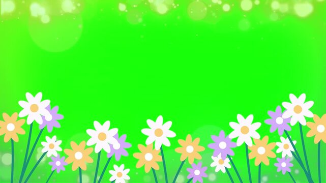 green grass and flowers