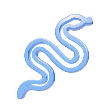 Blue glossy 3D snake icon with smooth surface on black background