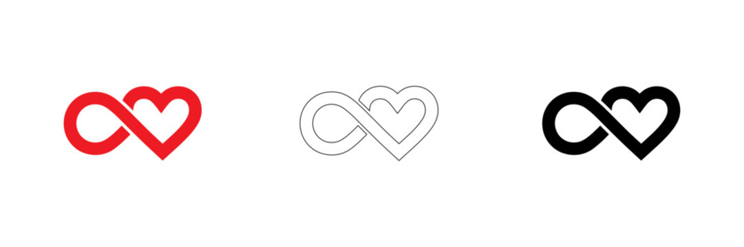 Minimal infinity heart love icon set
