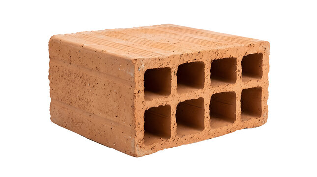 Hollow clay brick isolated on transparent background