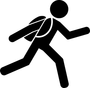 Person Evacuating with Backpack Pictogram