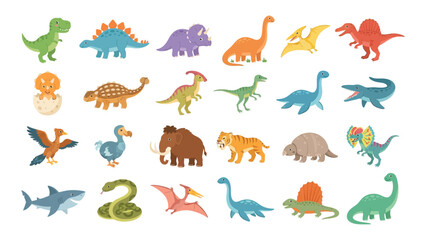Obraz premium Cartoon Illustration Prehistoric and Extinct Animals