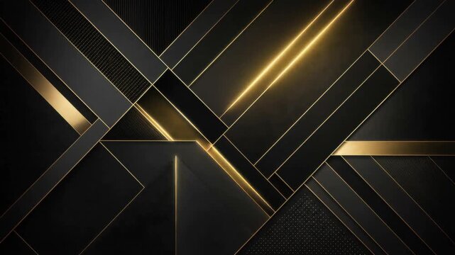 Elegant black and gold abstract geometric background with luxury modern design and glowing lines