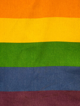 Multicolored Fabric Texture with Horizontal Orange, Yellow, Green and Blue Stripes