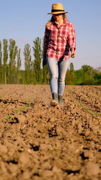 Farmer in the field. Selective focus.