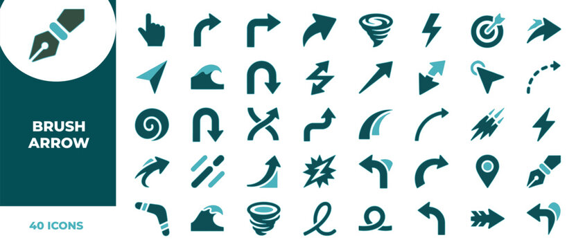 Professional set of brush arrow icons for dynamic motion graphics and creative digital interface design elements