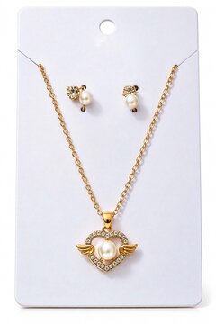 Elegant gold pearl necklace and earrings set for womens special