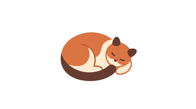 Cute sleeping ginger cat vector illustration