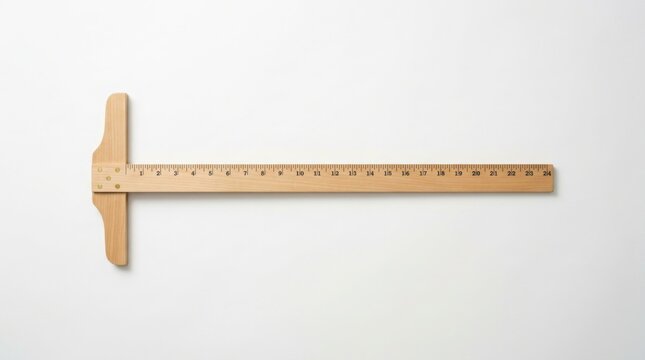 Wooden t square ruler for architectural drafting and technical