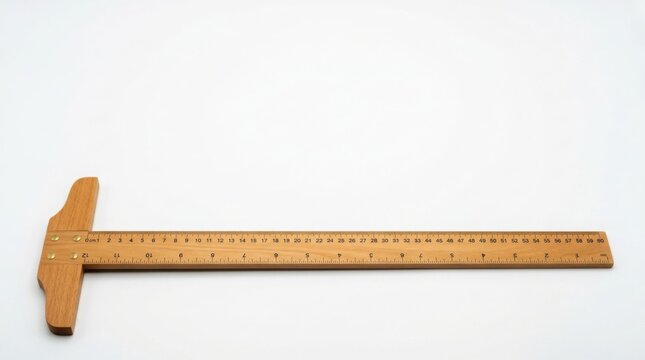 Wooden t square ruler for architectural drafting and technical