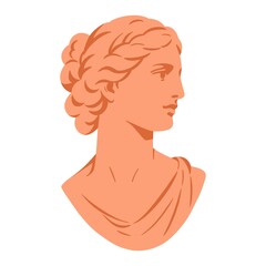 Classical Greek-inspired female statue illustration in a modern flat style. For stickers, greeting cards, invitations, wrapping, stationery, scrapbooking, decorations. © Anikart