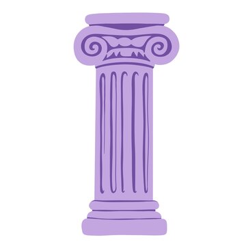 Classical Greek-inspired statue illustration in a modern flat style. For stickers, greeting cards, invitations, wrapping, stationery, scrapbooking, decorations.