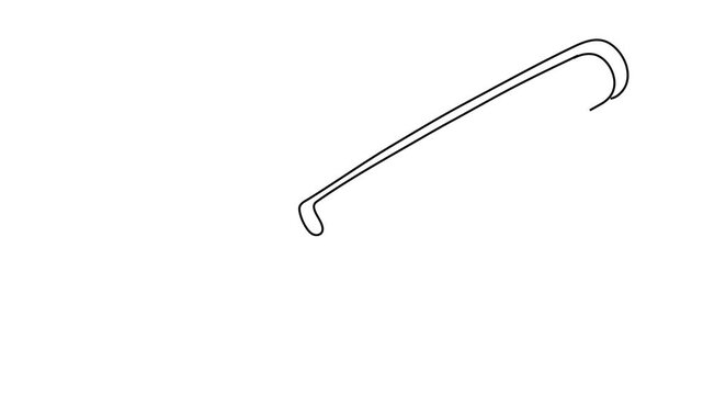 Continuous Line Art Animation of a Baseball Bat - Minimalist Drawing of Sports Equipment Used for Baseball or Softball Games, Isolated on White Background for Athletic Design Projects