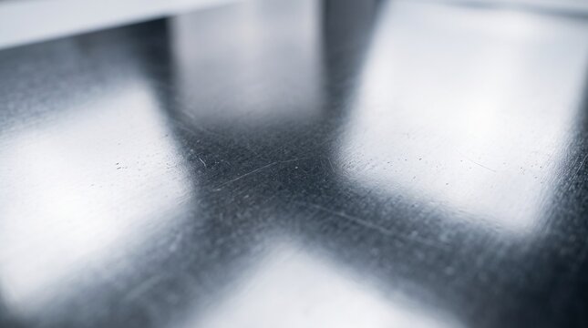 Brushed Steel Texture Background With Bright Window Reflections