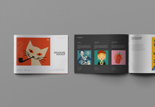 Brochure Mockup - A4 Landscape Cover & Spread