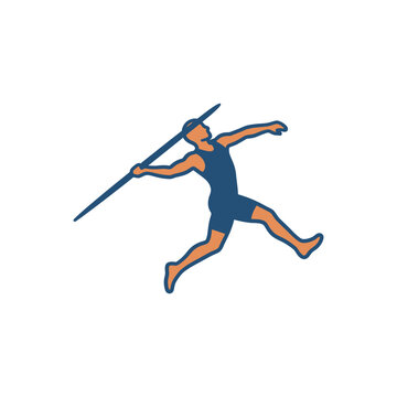 Athlete throwing javelin in dynamic action pose.