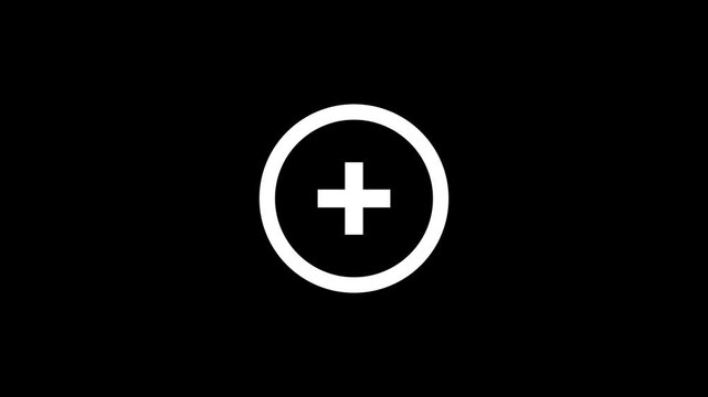 Minimalist white plus sign inside circle appearing on black background.