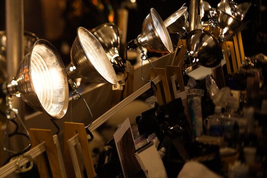 Makeup Table backstage at fashion show