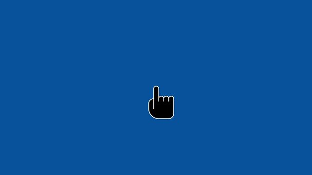 Animated mouse cursor clicking on blue background, digital interaction concept, ui ux minimalist pointer animation