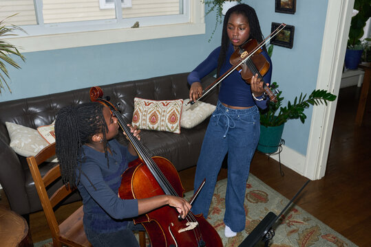Cello and violin duet practice