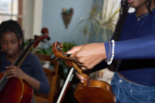 Tuning a violin