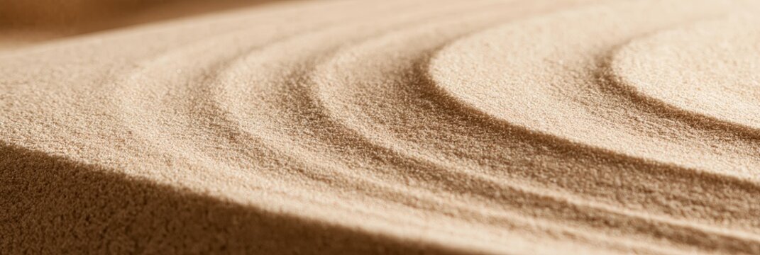 Sand creating zen wave patterns background. Sand with curved patterns representing peace, harmony, and meditation