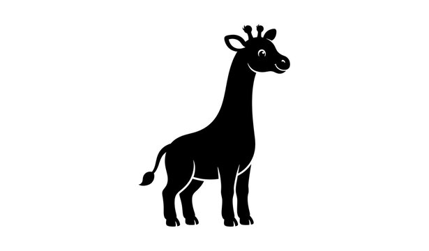 Cute Giraffe Silhouette &ndash; Flat Vector Illustration