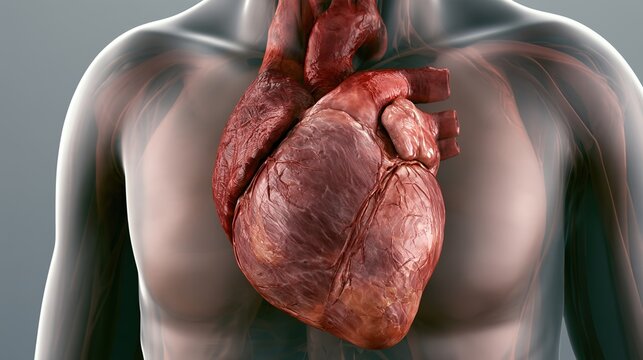 Cardiomyopathy medical 3D illustration, cross-section comparison of healthy heart and cardiomyopathy affected heart, hypertrophic dilated restrictive heart muscle disorder, cardiovascular pathology 