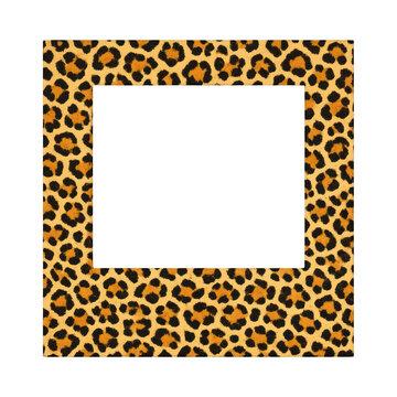 PNG Leopard print photo frame design.