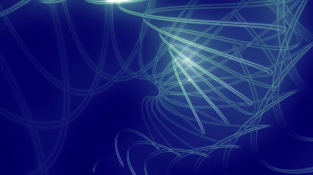Blue neon cybernetic spiral connections float in space 