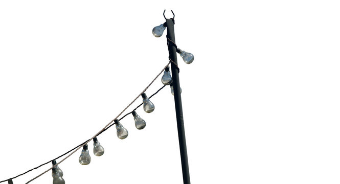 a string of light bulbs tied to a post Isolated on transparent background&nbsp;