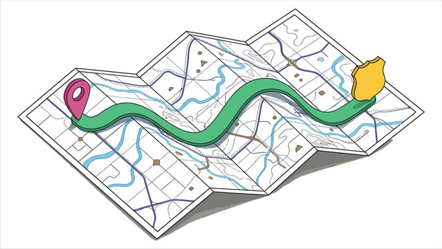Folded Map with Route Planning and Navigation