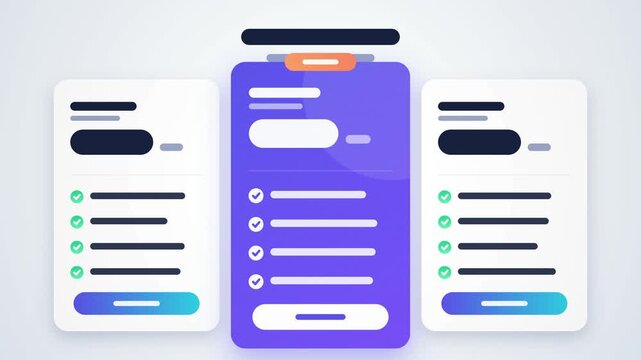 Clean pricing table layout animation with colorful check marks