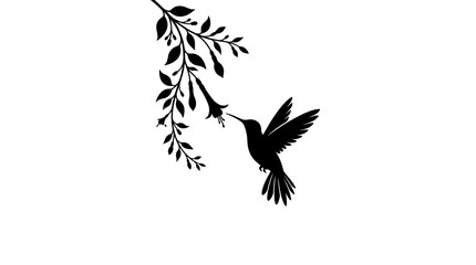 Fototapeta premium Graceful hummingbird in flight approaching a flowering plant, symbolizing pollination, nature, and delicate wildlife.