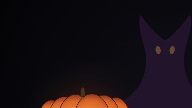 A unique Halloween animation featuring a carved pumpkin lantern whose projected shadow mysteriously transforms into a tall monster silhouette. The candle flame acts as the visual trigger while the sha