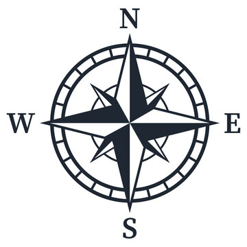 Classic compass rose pointing north with cardinal directions