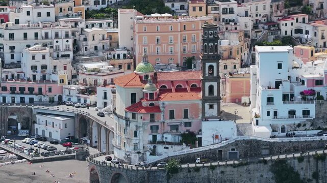 Atrani Amalfi Coast Panoramic View Collegiate Church Saint Mary Magdalene