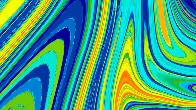 Abstract liquid swirl pattern with blue, green, and yellow waves