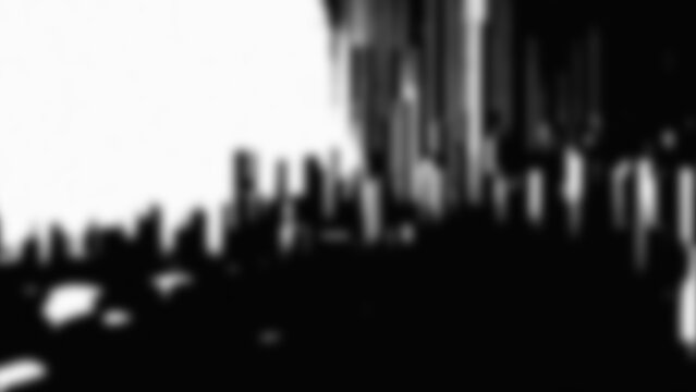 Blurred black and white cityscape silhouette, abstract urban view