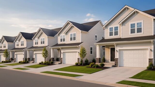 New row houses in a suburban neighborhood