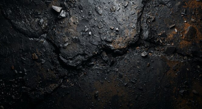 An abstract representation of mining accident reports, featuring dark textures and earthy tones. Ample negative space conveys the gravity of the situation effectively.