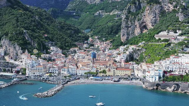 Amalfi Coastal Town Panoramic View Italy Historic Mediterranean Sea