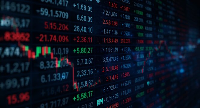 A visually dynamic illustration of a financial symbol feed in a news stream, showcasing live market updates, with strategic use of copy space for user engagement and informational purposes.