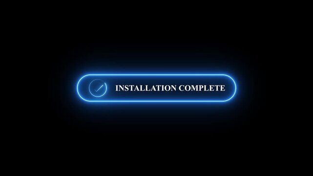 Glowing blue Neon Subscription Active Button Animation with Checkmark on Black Background, Membership and Digital Service Concept.