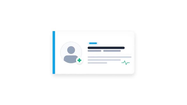 Abstract illustration of a digital user profile or data card with an add new person icon and data lines.